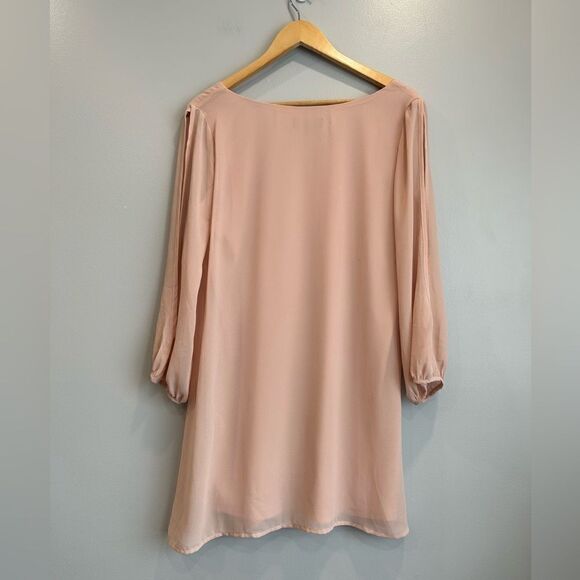 Lulu’s Shifting Dears Peach Long Sleeve Dress - Picture 10 of 12